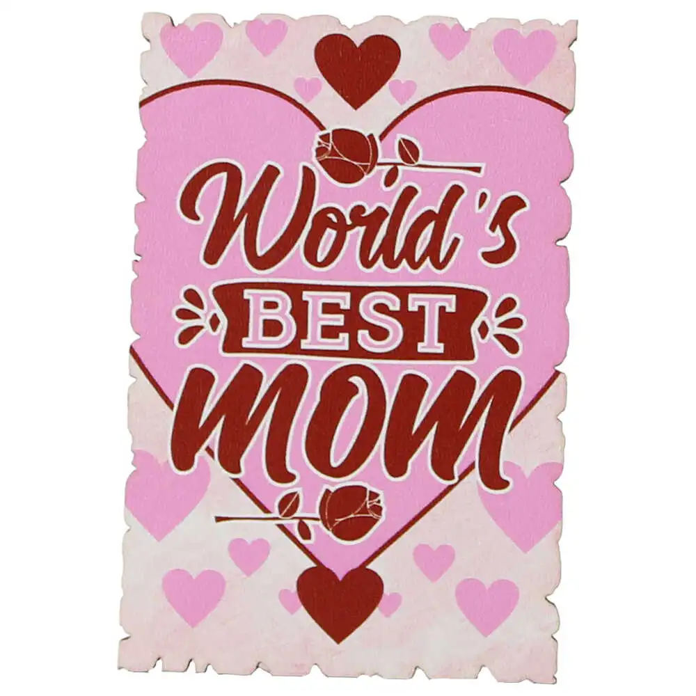 Magnet frigider din lemn "World's best Mom" 6x9 CM Magnet frigider din lemn "World's best Mom" 6x9 CM