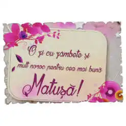 Magnet frigider din lemn "...Pentru cea mai buna Matusa!" 9x6 CM