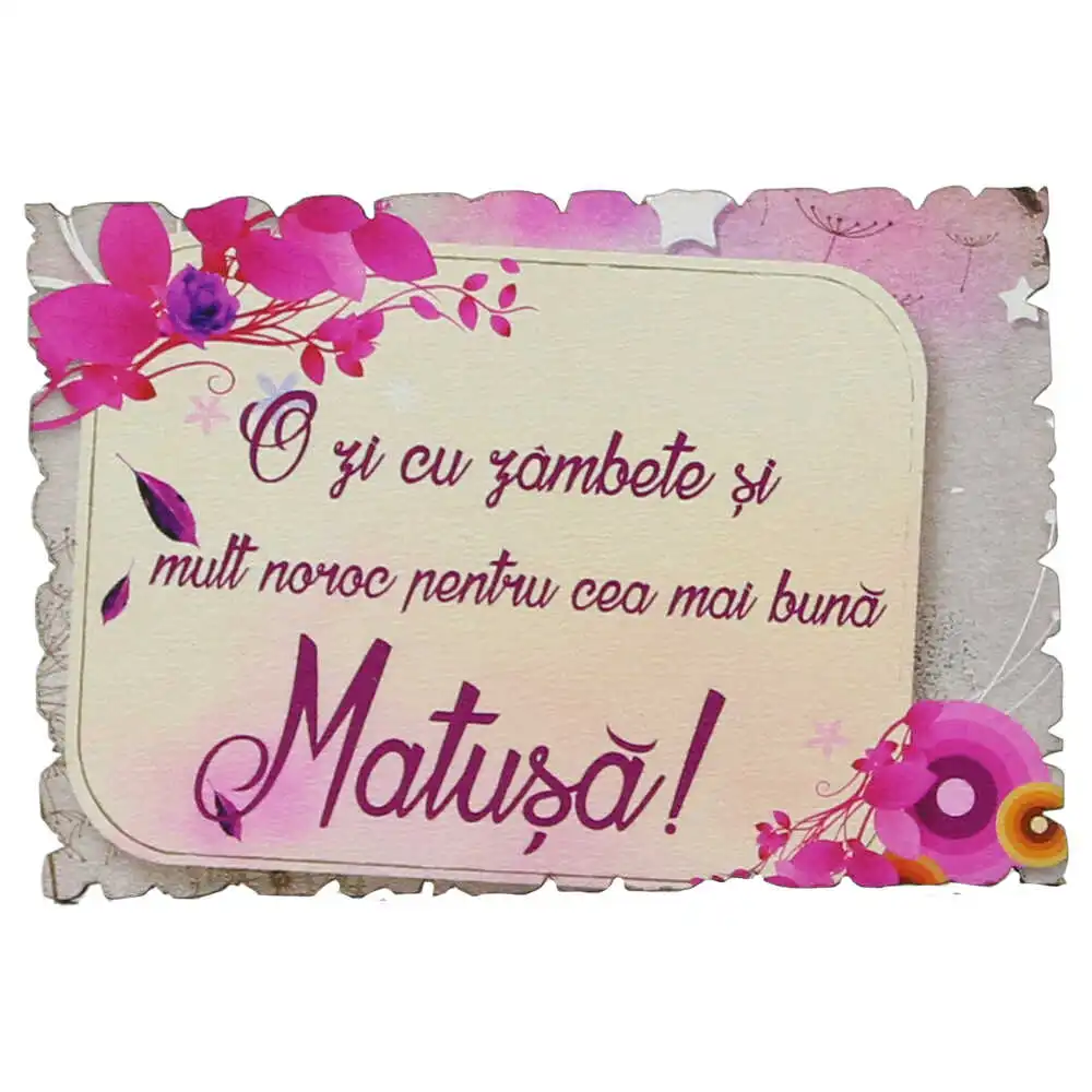Magnet frigider din lemn "...Pentru cea mai buna Matusa!" 9x6 CM Magnet frigider din lemn "...Pentru cea mai buna Matusa!" 9x6 CM