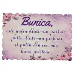 Magnet frigider din lemn "Bunica este putin dintr-un parinte..." 9x6 CM