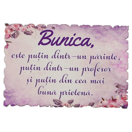 Magnet frigider din lemn "Bunica este putin dintr-un parinte..." 9x6 CM