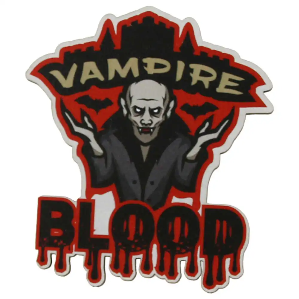 Magnet frigider din lemn "Vampire Blood" 8x9 CM Magnet frigider din lemn "Vampire Blood" 8x9 CM