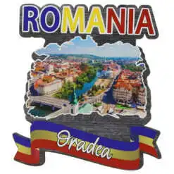 Magnet frigider din lemn "Romania" 8x8 CM