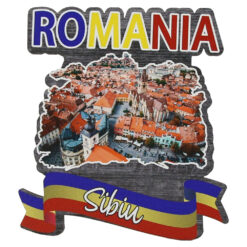 Magnet frigider din lemn "Romania" 8x8 CM