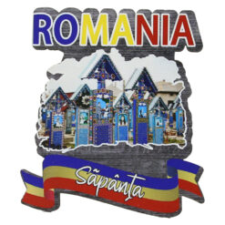 Magnet frigider din lemn "Romania" 8x8 CM