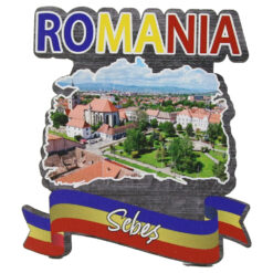 Magnet frigider din lemn "Romania" 8x8 CM