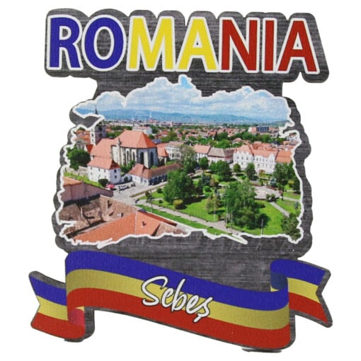 Magnet frigider din lemn "Romania" 8x8 CM