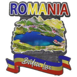 Magnet frigider din lemn "Romania" 8x8 CM