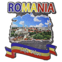 Magnet frigider din lemn "Romania" 8x8 CM