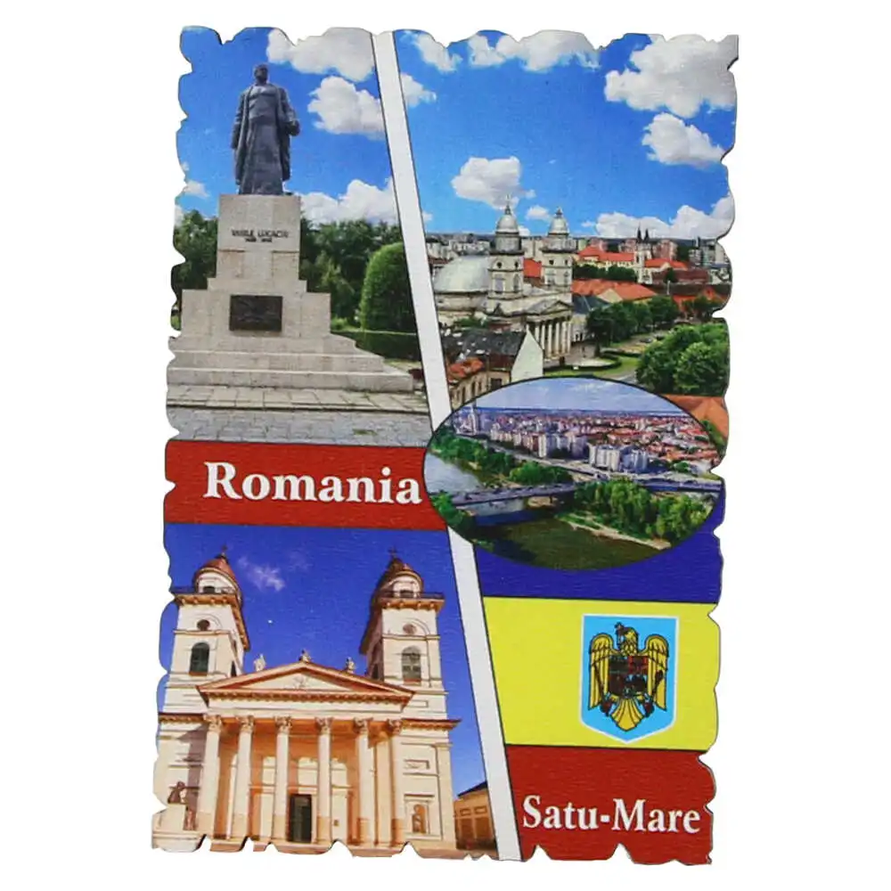 Magnet frigider din lemn "Romania" 6x9 CM Magnet frigider din lemn "Romania" 6x9 CM