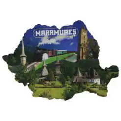Magnet de frigider din lemn Maramures 9 x 6 cm