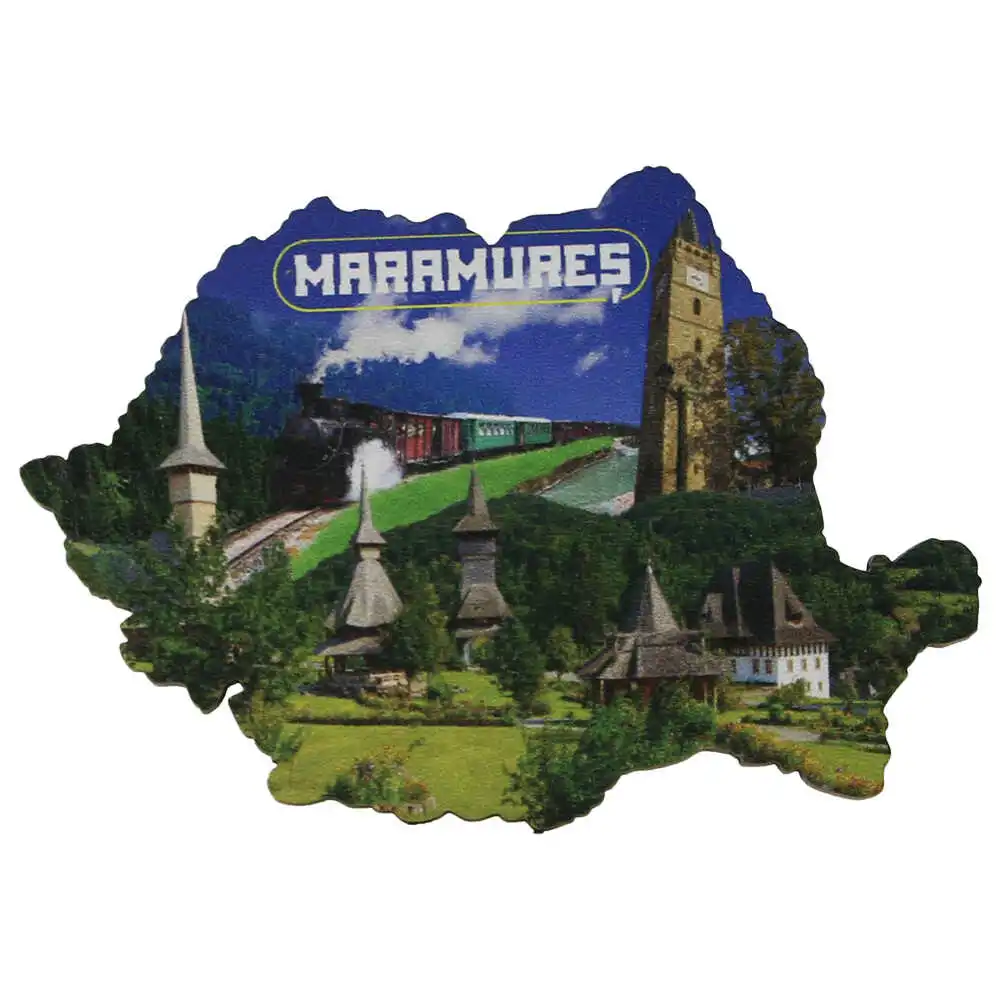 Magnet de frigider din lemn Maramures 9 x 6 cm Magnet de frigider din lemn Maramures 9 x 6 cm