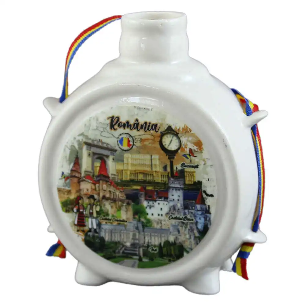 Plosca decorativa "Romania" 9 CM Plosca decorativa "Romania" 9 CM