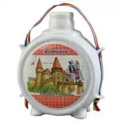 Plosca decorativa din ceramica Castelul Corvinilor 9 cm
