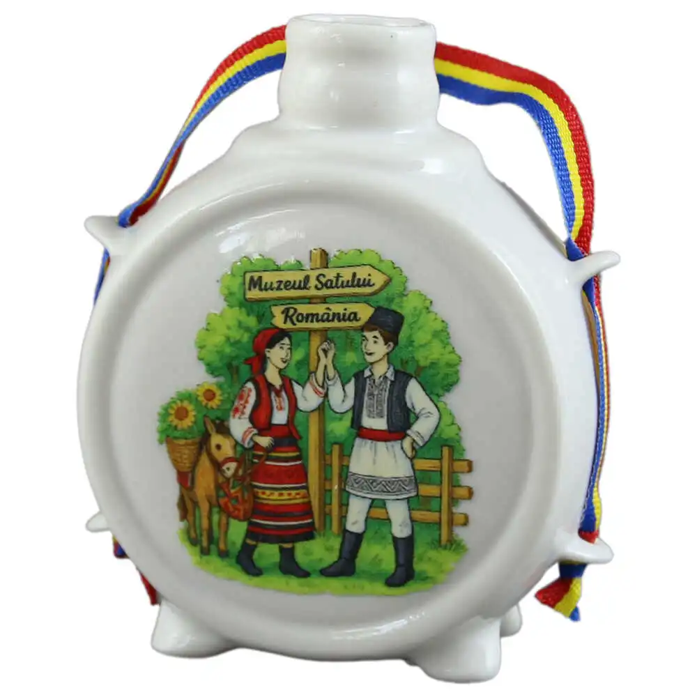 Plosca decorativa "Muzeul Satului Romania" 9 CM Plosca decorativa "Muzeul Satului Romania" 9 CM