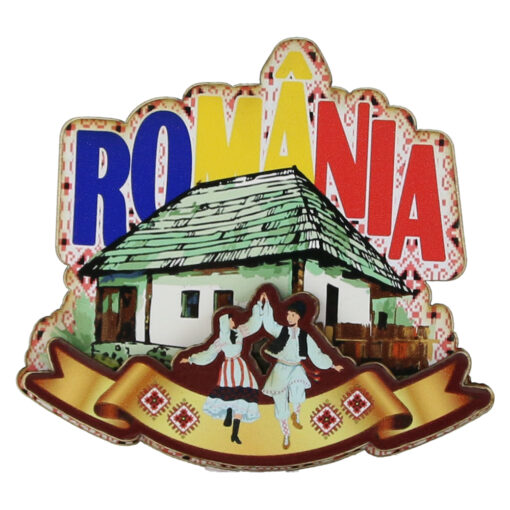 Magnet frigider din lemn "Romania" 8x7 CM