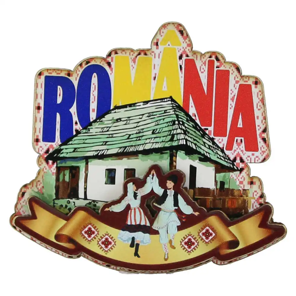 Magnet frigider din lemn "Romania" 8x7 CM Magnet frigider din lemn "Romania" 8x7 CM