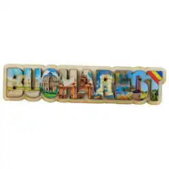 Magnet frigider din lemn "Bucharest" 17x4 CM