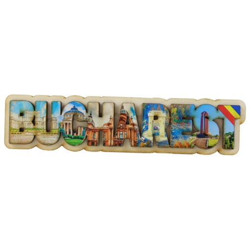 Magnet frigider din lemn "Bucharest" 17x4 CM