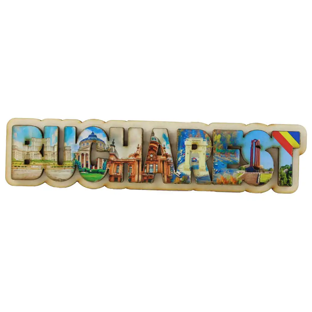 Magnet frigider din lemn "Bucharest" 17x4 CM Magnet frigider din lemn "Bucharest" 17x4 CM