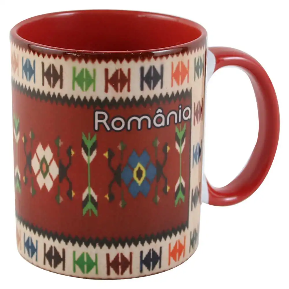 Cana ceramica cu motive florale "Romania" Cana ceramica cu motive florale "Romania"