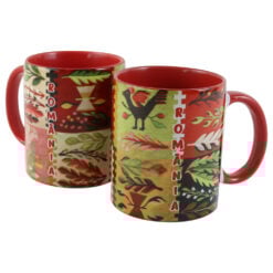Cana ceramica "Romania" cu motive florale