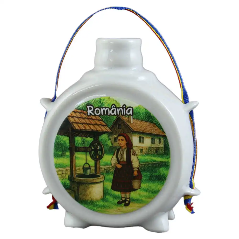 Plosca decorativa "Romania" 9 CM Plosca decorativa "Romania" 9 CM