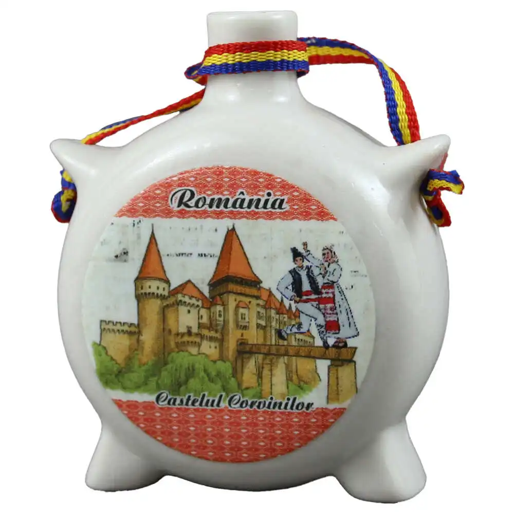 Plosca decorativa "Romania" 8 CM Plosca decorativa "Romania" 8 CM