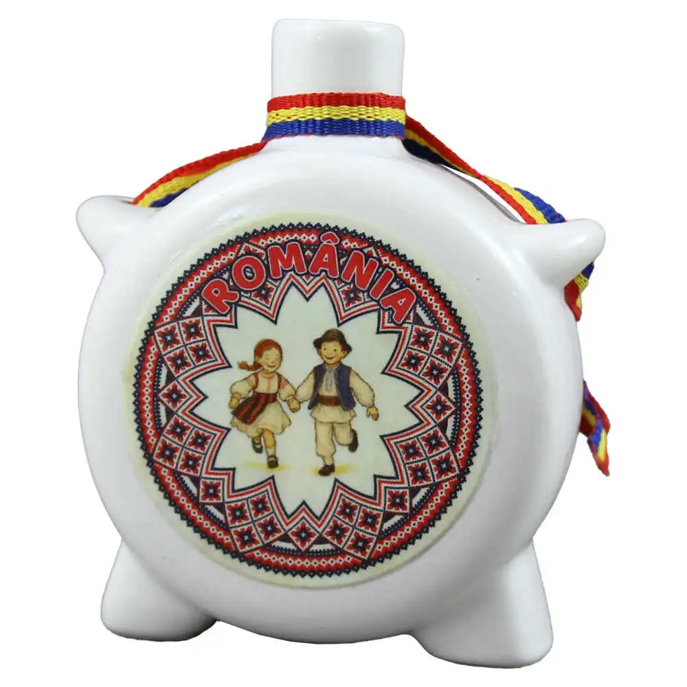 Plosca decorativa "Romania" 8 CM Plosca decorativa "Romania" 8 CM
