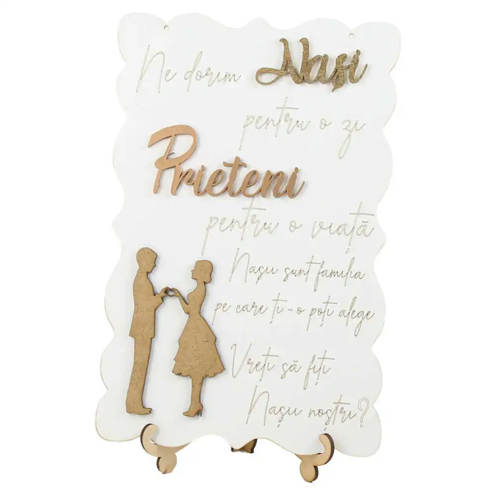 Tablou decorativ din lemn "Ne dorim Nasi pentru o zi..." 18x28 CM Tablou decorativ din lemn "Ne dorim Nasi pentru o zi..." 18x28 CM
