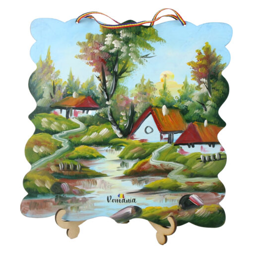 Tablou decorativ din lemn "Romania" 20x20 CM