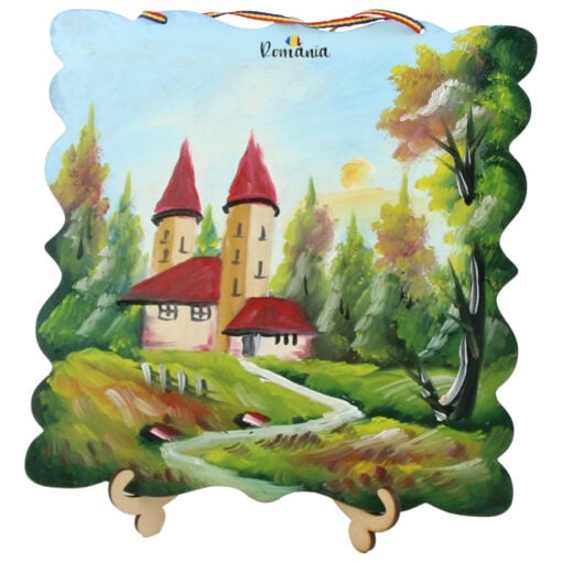 Tablou decorativ din lemn "Romania" 20x20 CM