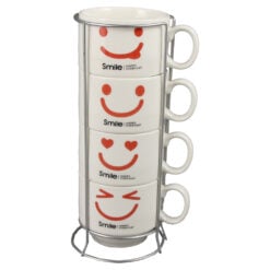 Set 4 cesti din ceramica cu suport metalic