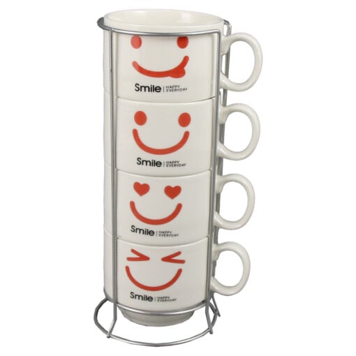 Set 4 cesti din ceramica cu suport metalic