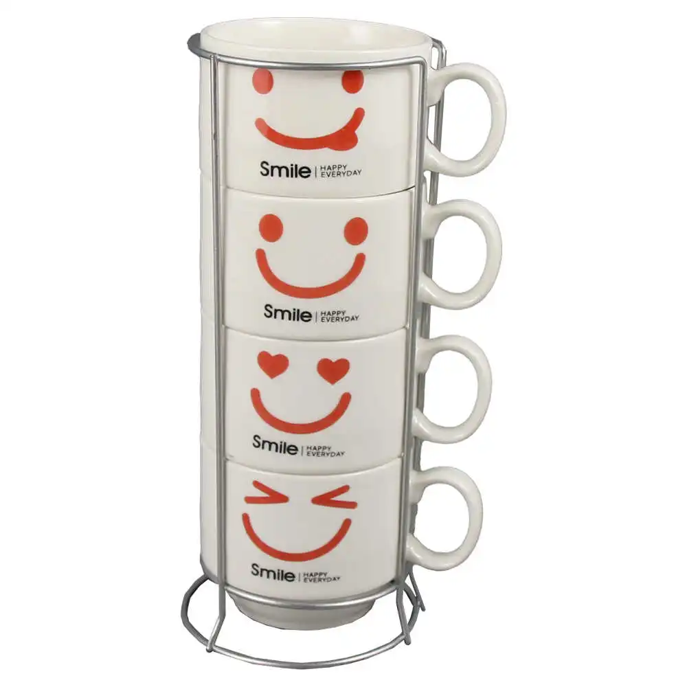 Set 4 cesti din ceramica cu suport metalic