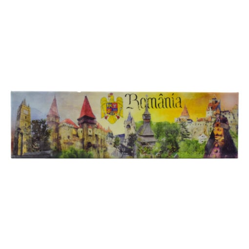 Magnet frigider din plastic Romania 17x5 CM