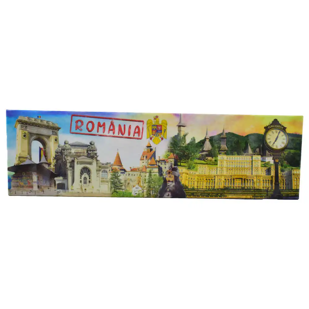Magnet frigider din plastic Romania 17x5 CM Magnet frigider din plastic Romania 17x5 CM