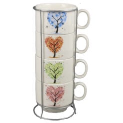 Set 4 cesti din ceramica cu suport metalic