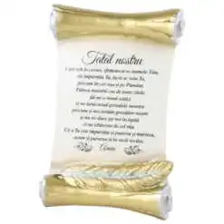 Plachet ipsos tip pergamen "Binecuvantarea Casei/Tatal nostru"