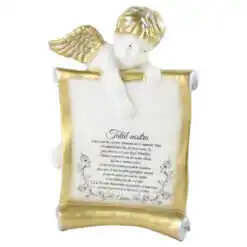 Placheta din ipsos cu ingeras "Binecuvantarea casei" 17x27 CM