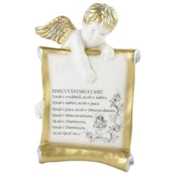 Placheta din ipsos cu ingeras "Binecuvantarea casei/Tatal nostru" 17x27 CM