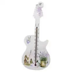 Termometru din lemn Chitara 26 CM Lavanda