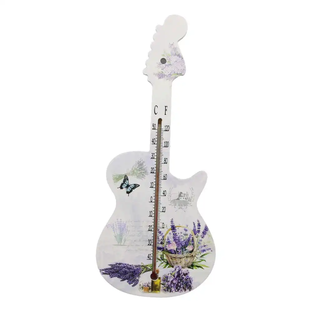 Termometru din lemn Chitara 26 CM Lavanda