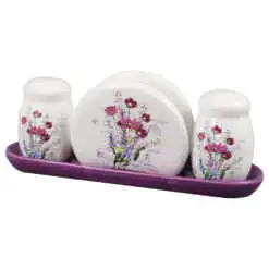 Set solnita si pipernita cu suport servetel din ceramica 23x9 CM