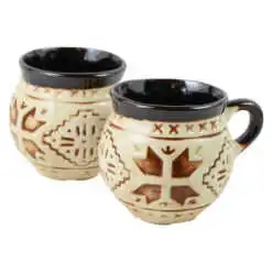 Cana din ceramica cu motive traditionale - Se vinde 6 buc/pach.