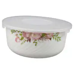 Set 3 boluri din sticla opal cu capac plastic 14/16.5/19 CM