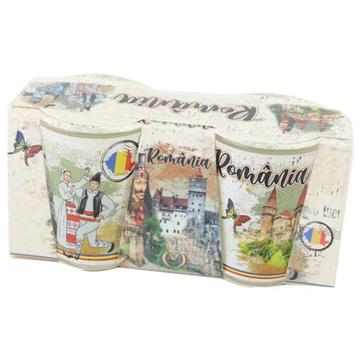 Set 2 pahare din sticla "Romania"