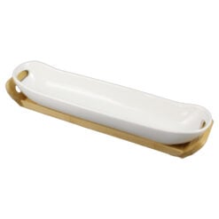 Fructiera din ceramica cu suport bambus 41x9 CM