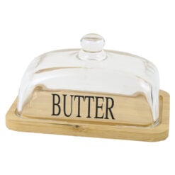 Untiera din sticla cu suport bambus "Butter"