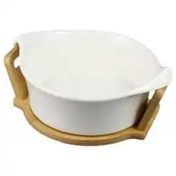 Fructiera din ceramica cu suport bambus 28x23 CM